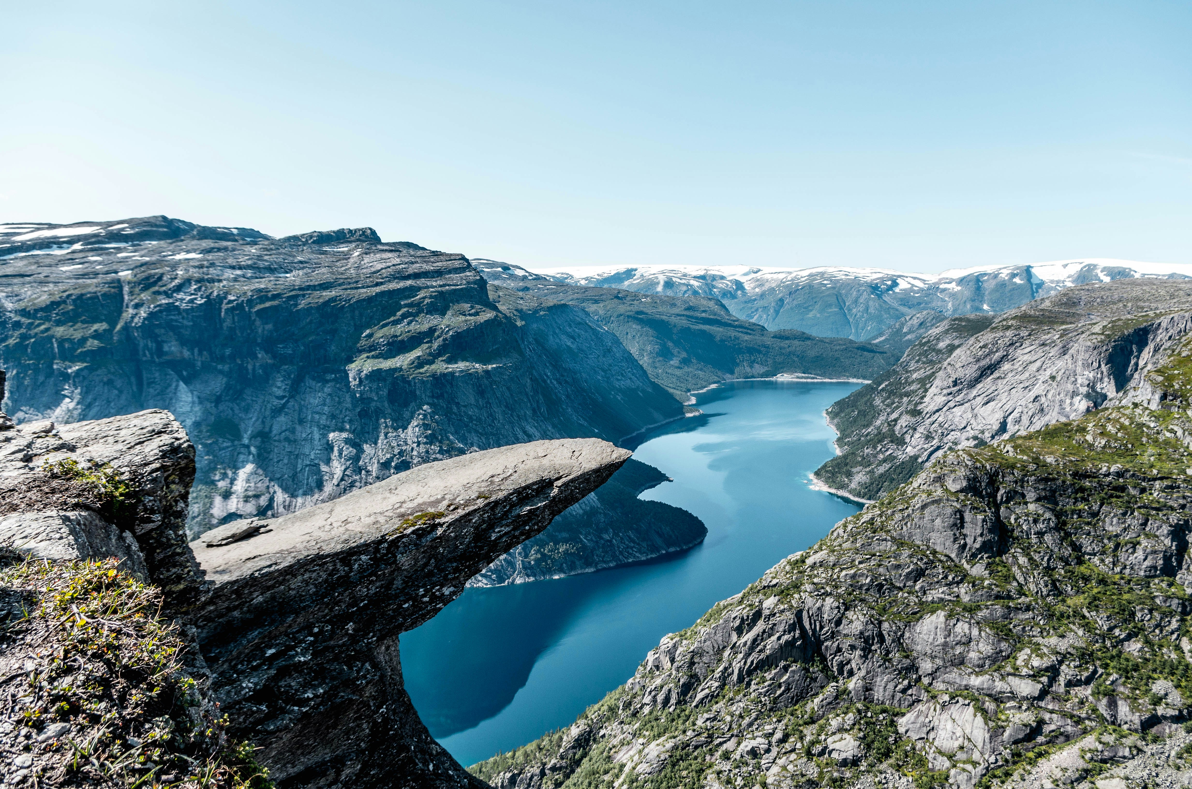 120x40cm Trolltunga Norwegen Panorama Fjord Skandinavien Bild Leinwand Sinus Art